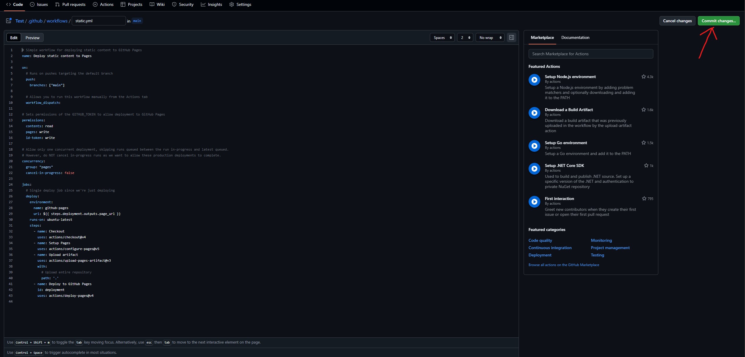 Commit Changes