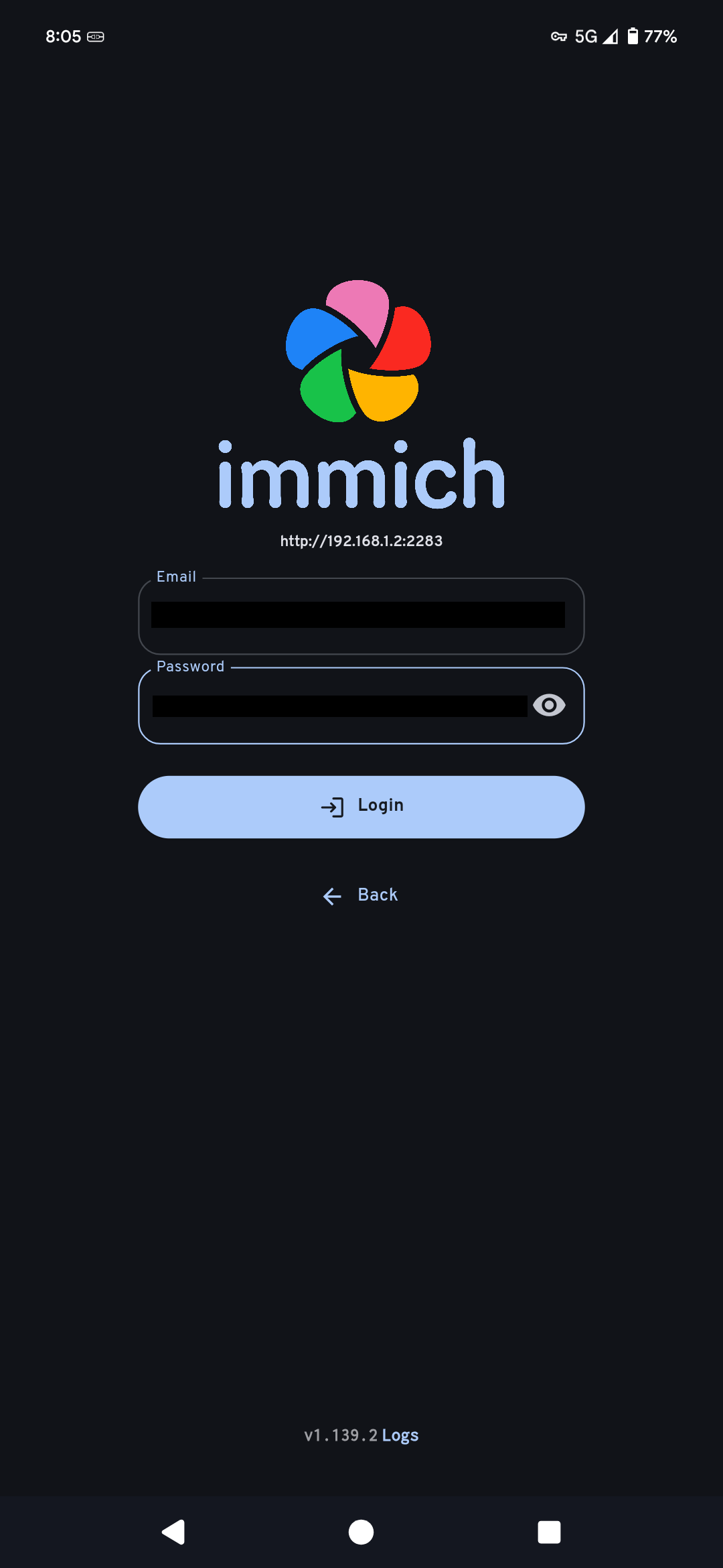 Immich Login 2