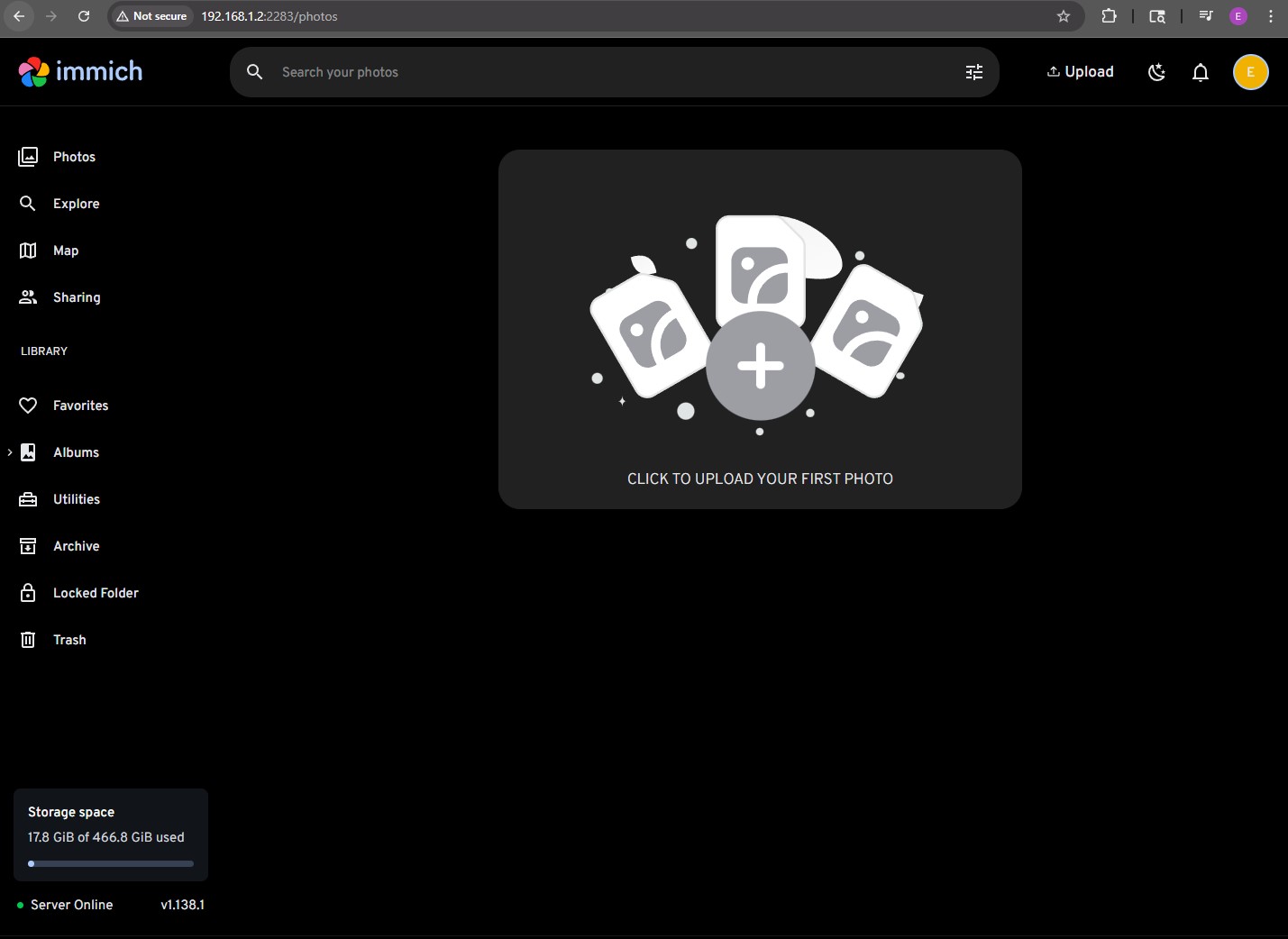 Immich Main Menu