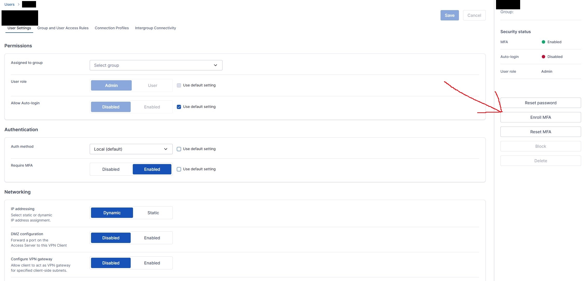 OpenVPN Admin MFA Enabled