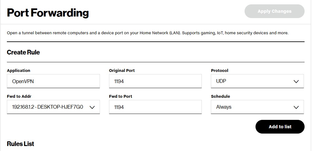 Router Port Forward